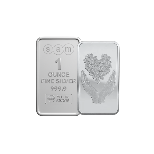1 ounce Bouquet of Heart silver Bar