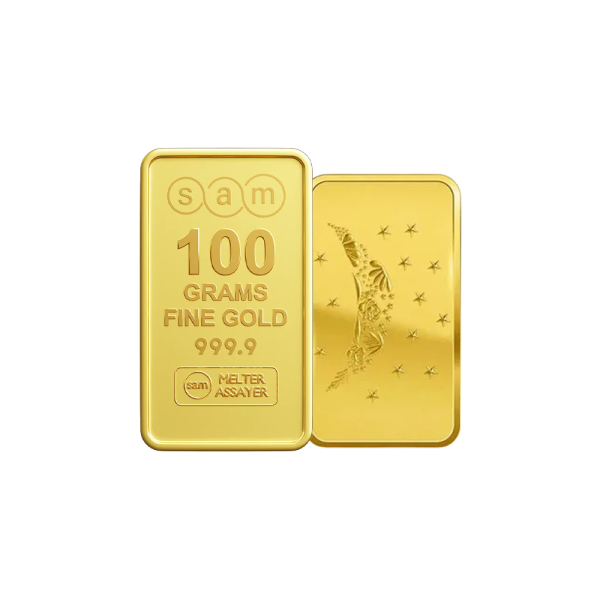 100 Gram Gold Minted Bar Moon Flower