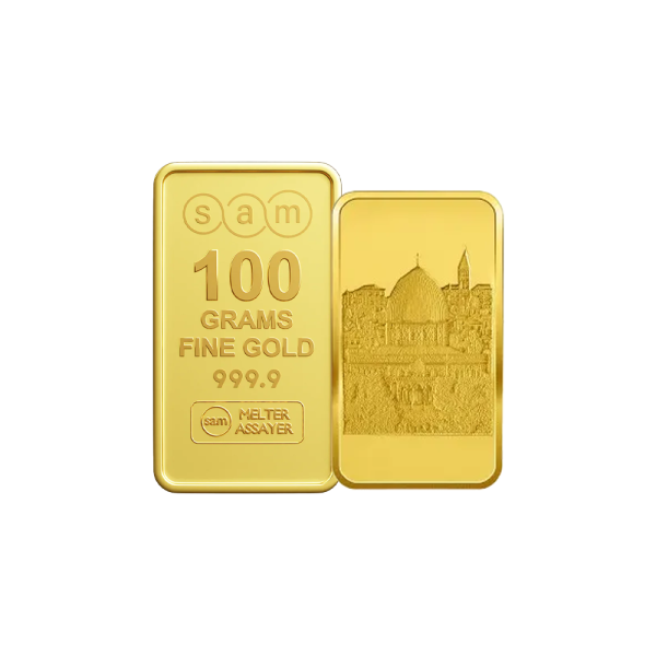 100 Gram Gold Minted Bar Al Aqsa Mosque