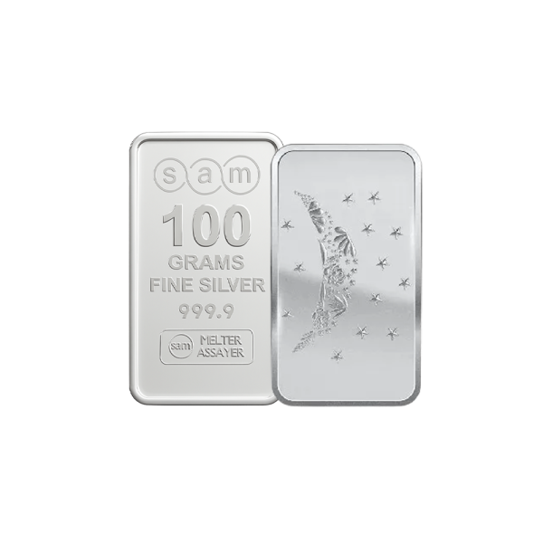 100 gram Moon Flower Silver Bar