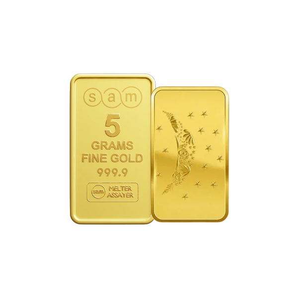 5 Gram Gold Minted Bar Moon Flower