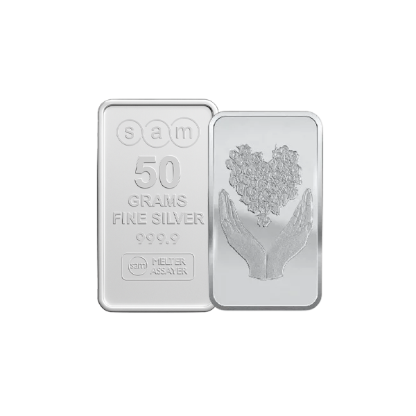 50 gram Bouquet of Heart Silver Bar