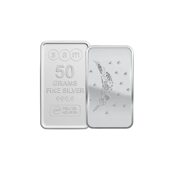 50 gram Moon Flower Silver Bar