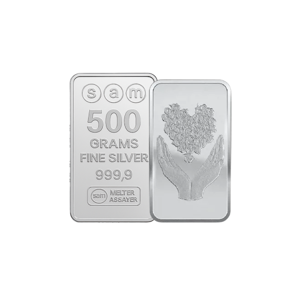 500 gram Bouquet of Heart Silver Bar