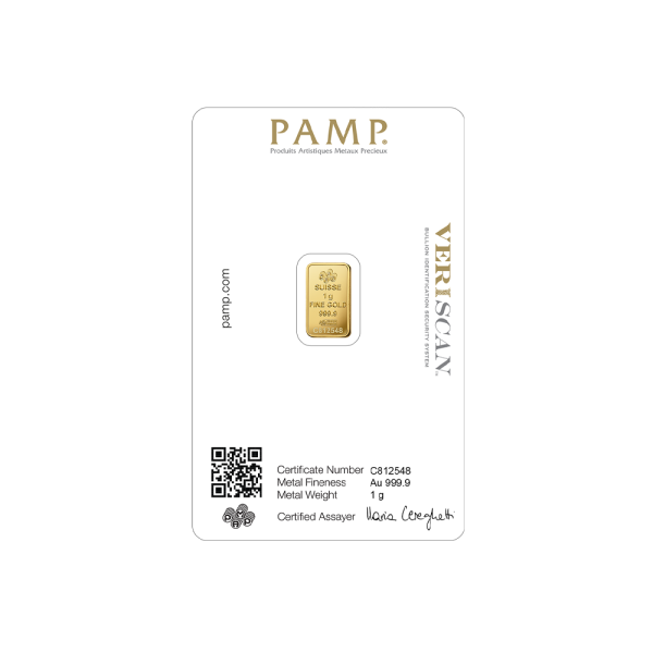 1 Gram PAMP Gold Lady Fortuna Bar
