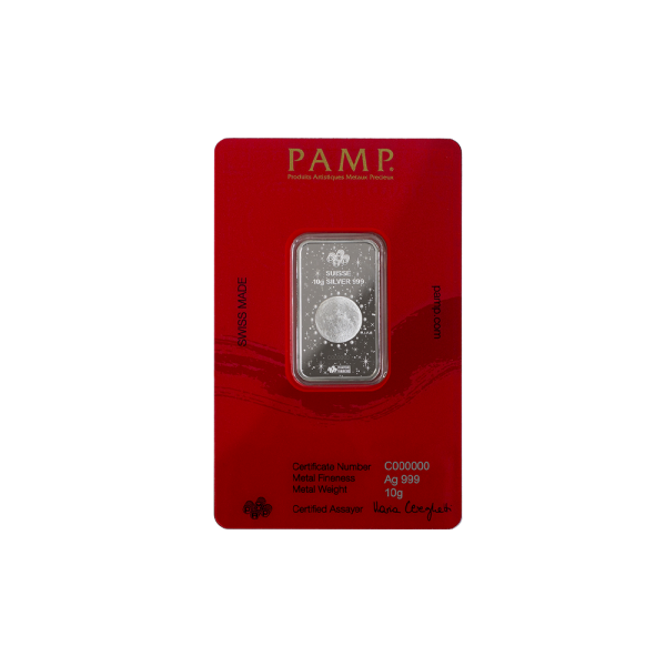 10 Gram PAMP Lunar Dragone Silver Bar