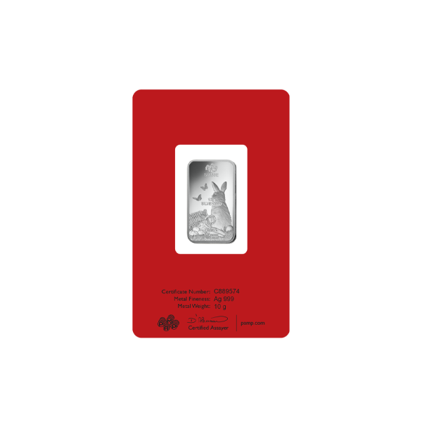 10 Gram PAMP Lunar Rabbit Silver Bar