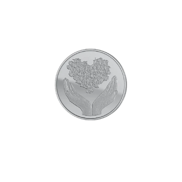 1 Gram Silver Heart Round Bar