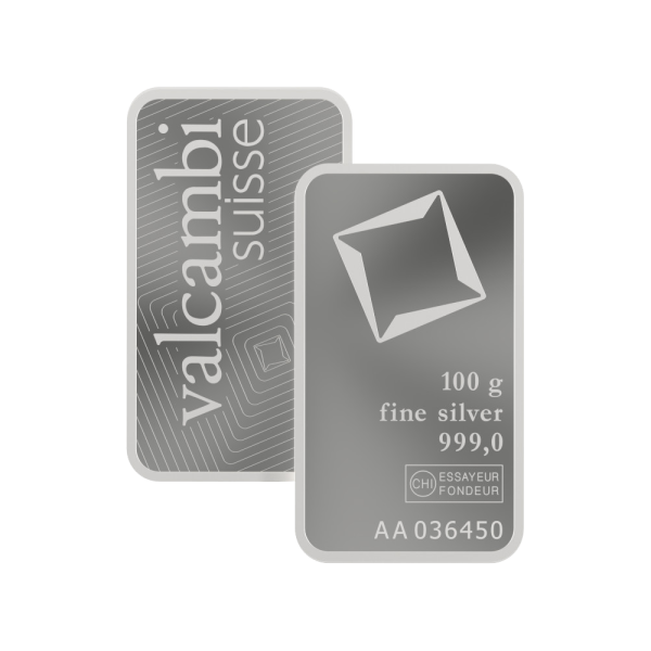 100 Gram Valcambi Silver Bar