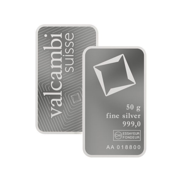 50 Gram Valcambi Silver Bar