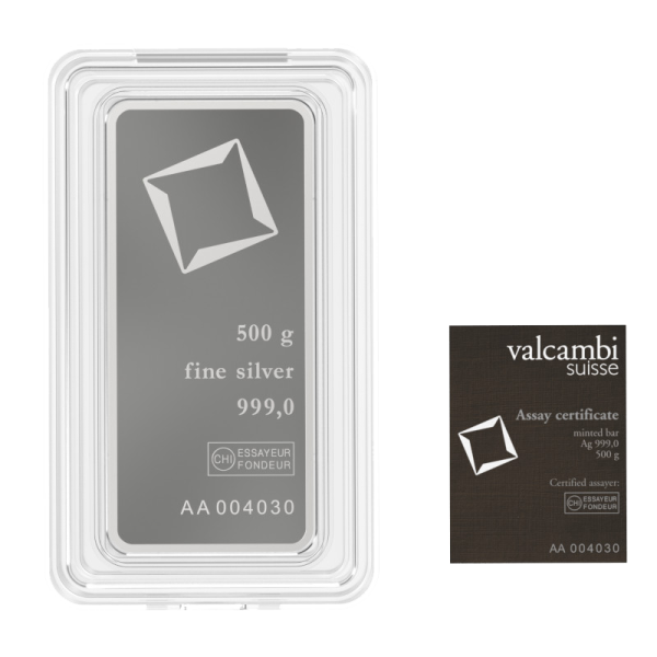 500 Gram Valcambi Silver Bar
