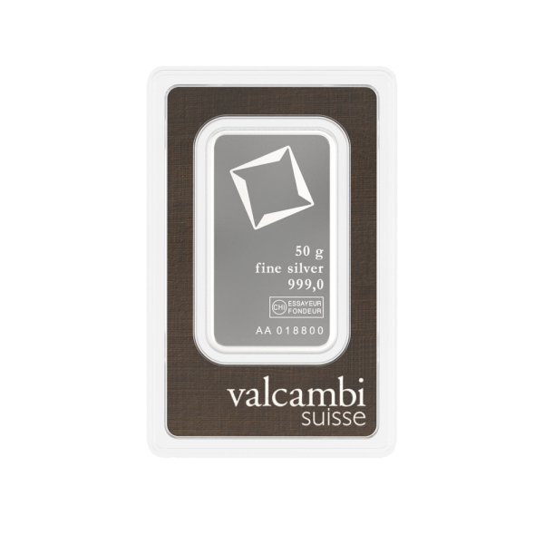 50 Gram Valcambi Silver Bar