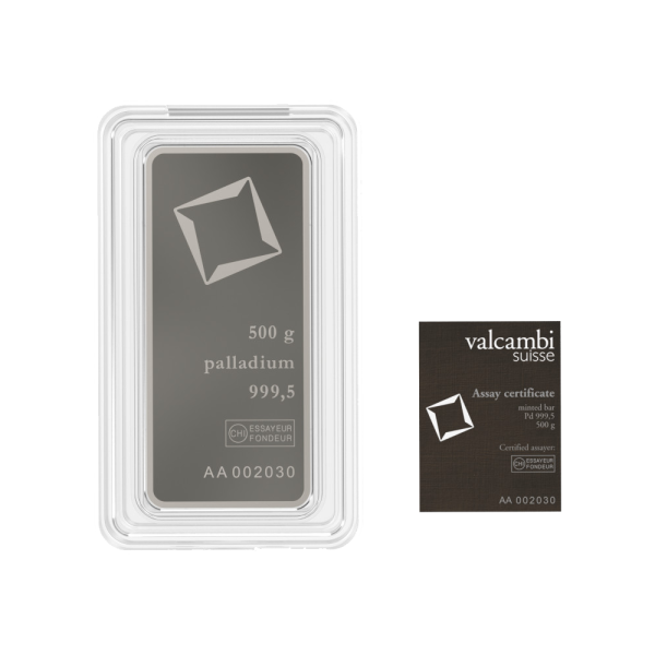 500g Valcambi Palladium Bar